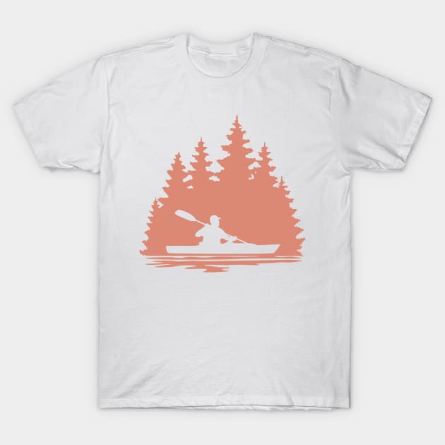 Kayaker Paddling on a Lake T-Shirt by SAMMO